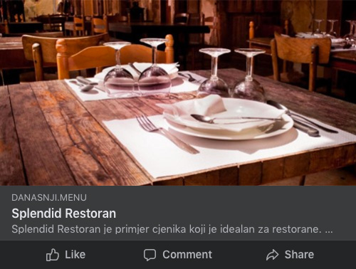 Facebook dijeljenje primjer